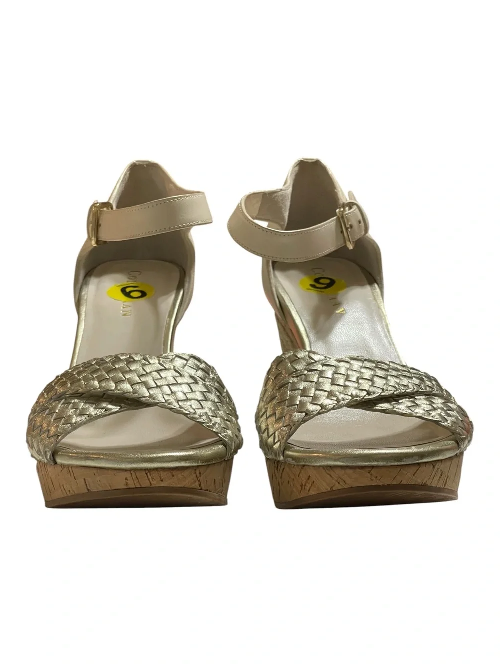 COLE HAAN NIKE AIR GOLD METALLIC WEDGE ESPADRILLES SZ 9 MED